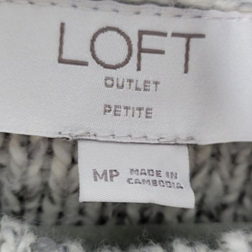 Loft Preppy Mock Turtle Neck Pullover Sweater Pockets Oatmeal Size MP - Picture 7 of 7